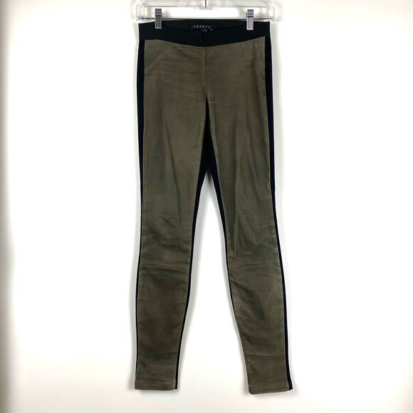 Theory Cullen Lamb Leather Stretch Twill Pants Womens Size 0 - Picture 3 of 11